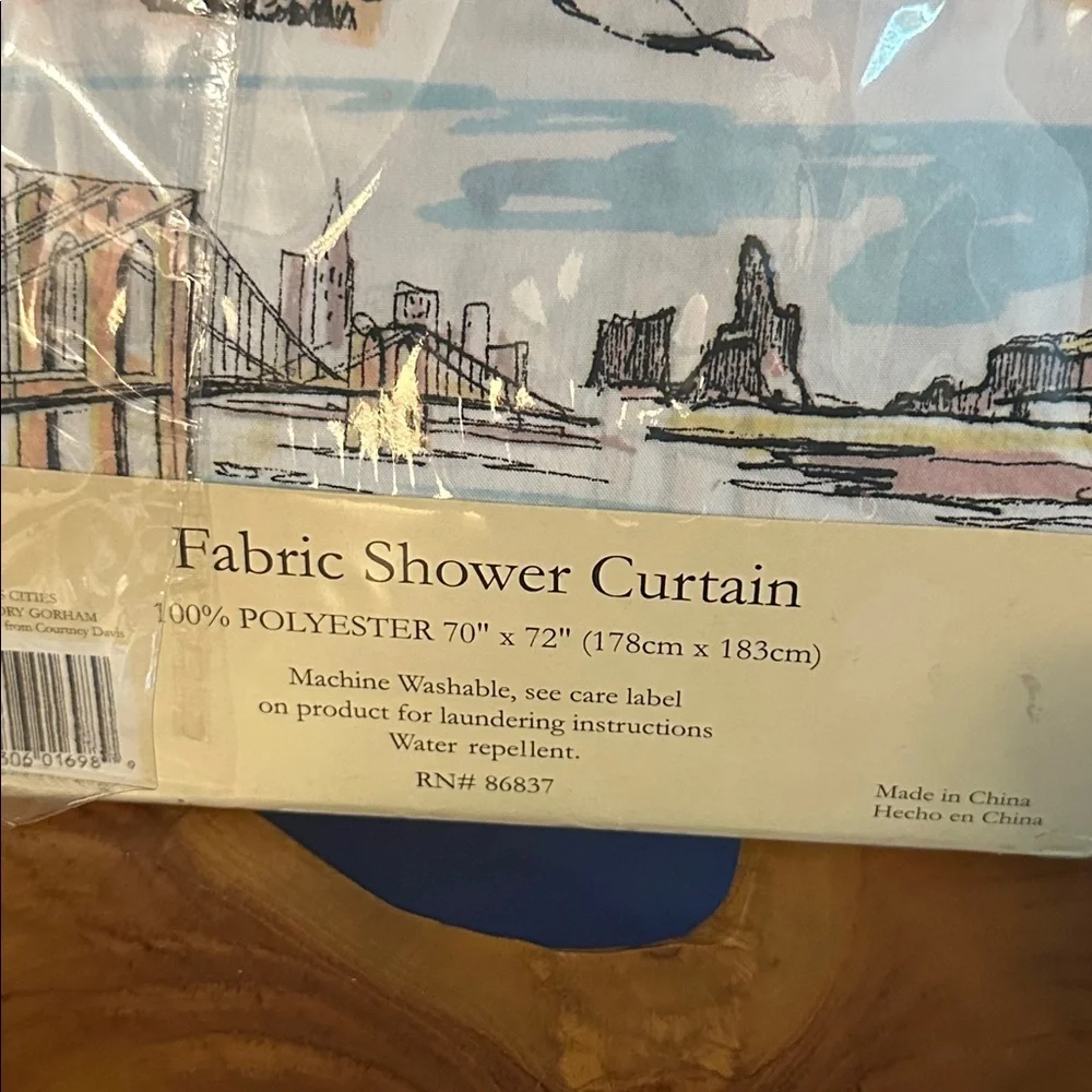 NWT Gorham Western Landscape Polyester Fabric  Shower Curtain - Blue and Brown